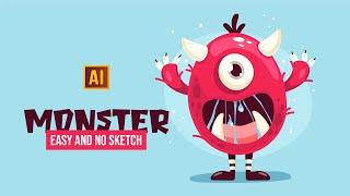 DRAWING A MONSTER IN CARTOON STYLE IN ADOBE ILLUSTRATOR