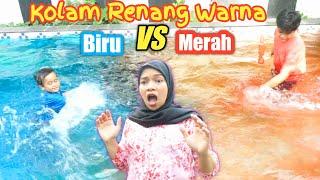 DUEL WARNAIN KOLAM RENANG BIRU VS MERAH | eybel channel