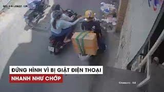 Bị giật điện thoại nhanh như chớp khiến nữ shipper đứng hình