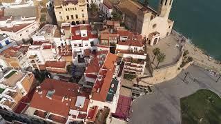 Drone view of Sitges, Catalonia, Spain