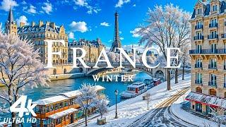 Winter in France 4K ️ Explore Snowy Alps, Cozy Villages and Parisian Winter Charm - Calming Music