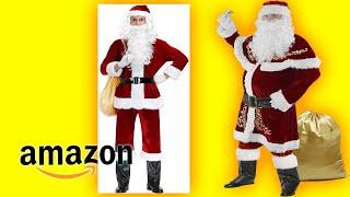 Halfjuly Men’s Santa Costume Set   Christmas 12pcs Deluxe Velvet Adult Santa Claus Suit