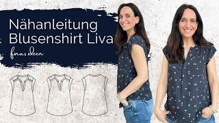 Blusenshirt mit Raffung und Stehkragen nähen (Schnittmuster Liva)