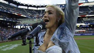 Broadway actress faces criticism for reading national anthem lyrics from phone during performance...