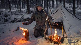 Blizzard Hits the Camp - Night in the Tarp Tent