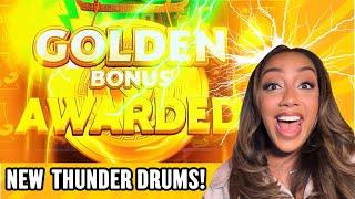 I Got The RARE GOLDEN DRUM Bonus on The NEW Thunder Drums Slot!