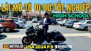 MẶC VEST, LÁI MÔ TÔ BMW K1600 ĐI DỰ TỐT NGHIỆP HIGH SCHOOL Ở MỸ | USA TRIP 2024