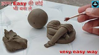 गणपति की मूर्ति बनाने का इससे आसान तरीका नहीं देखा होगा/Easy Ganesh Making process in clay