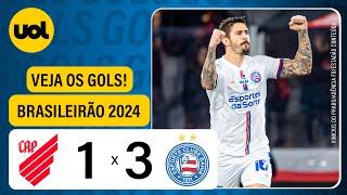 ATHLETICO 1 X 3 BAHIA - CAMPEONATO BRASILEIRO 2024; VEJA OS GOLS