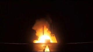 French Navy FREMM Frigate Launching MdCN Cruise Missiles against targets in Syria