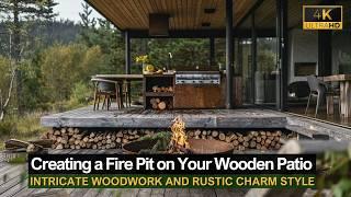 Intricate Woodwork and Rustic Charm: Creating a Fire Pit on Your Wooden Patio