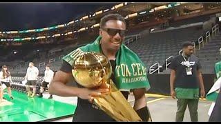 Paul Pierce CAN'T BELIEVE His Reunited With 08 Trophy At 2024 Boston Celtics Championship Parade!