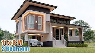 SPLIT LEVEL HOUSE DESIGN | 11 X 8 Meters with 3 bedroom | Pinoy House