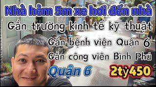 Quận 6-Hẻm xe hơi xe tải ngang 4,9m thông hồng bàng hậu giang ngay Trung Tâm thuận tiện di chuyển .