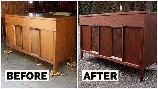 Thrift Store Rescue #11 | Refinishing A Vintage Thrift Store Credenza | Furniture Restoration