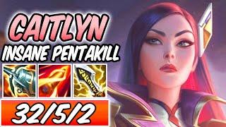 S+ CLEAN CAITLYN BATTLE ACADEMIA ONE-SHOT INSANE PENTAKILL! FULL ATTACK SPEED CRIT LETHAL TEMPO ADC