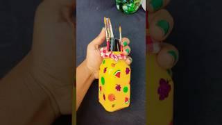 PainTing bruSh & PeN holder on glass jarwith fabric & acrylic color  #shorts #viralvideo #art