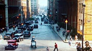 Boston 1920s in color [60fps, Remastered] w/sound design added