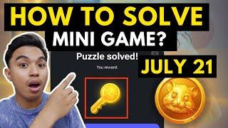 JULY 21 MINI GAME HAMSTER KOMBAT l HOW TO SOLVE THE MINI GAME IN HAMSTER KOMBAT? HOW TO GET THE KEY?