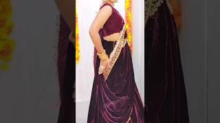 Velvet saree in lehenga style|#saree_draping_guide #fashion #drapingstyle #glambeautyy