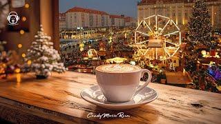 Christmas Market & Winter Night Coffee Shop Ambience, Jazz playlist to Study, Work, Relax Cafe ASMR