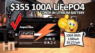 Ampere Time (Li Time) 12v 100ah LiFePO4 100A BMS Drop In Lithium Battery Review