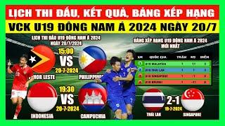 Lịch Thi Đấu, Kết Quả, Bảng Xếp Hạng VCK U19 Đông Nam Á 2024 Ngày 20/7 | Thái Lan Thắng Nhọc Nhằn