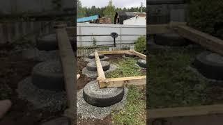 Установка бани на подготовленный брус