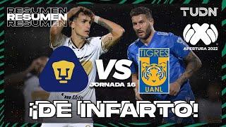 Resumen | Pumas UNAM 1 - 1 Tigres UANL | Liga MX - Clausura 2022  - Jornada 16 | TUDN México