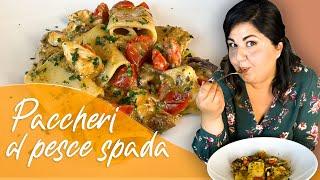 Paccheri con pesce spada e melanzane | Morsi di Sicilia - Valeria Raciti