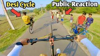 Desi Cycle Wheelie vs MTB Wheelie Crazy Reaction  || mini Cycle Vlog