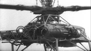 Aviator Howard Hughes tests his XH-17 'Flying Crane' helicopter in Culver City, C...HD Stock Footage