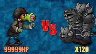 PVZ Fusion Challenge! - Gatling Cherry Newspaper 99999HP vs 120 Random Zombie, Who Will Win ?