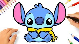 CÓMO DIBUJAR A STITCH KAWAII FACIL