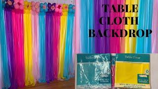 The easiest DIY Fringe Tablecloth Party Backdrop Ever!!