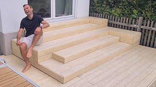 Holzterrasse mit Podest aus Accoya