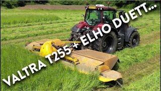 4Kᵁᴴᴰ Hay Harvest 2024: Valtra T255 TwinTrac mowing with an ELHO Duett 7300 7.3m mower conditioner.