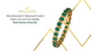 Real Stone Emerald Bracelet (Polish in 22K Gold Plating)