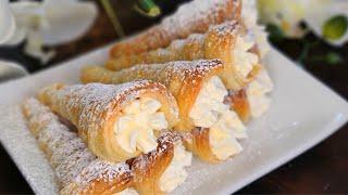 MOM'S CREAM HORNS SUPER EASY AND SIMPLE TO MAKE AND SUPER DELICIOUS PERFECT FOR ANY HOLIDAY