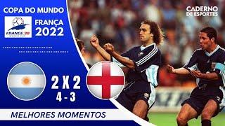 ARGENTINA 2 (4)X(3) 2 INGLATERRA | COPA 1998 | OITAVAS DE FINAL | MELHORES MOMENTOS