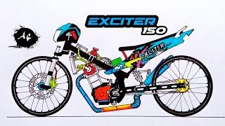 Vẽ Xe Độ || Vẽ Exciter 150||menggambar drag