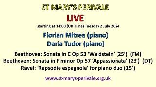St Mary's Perivale LIVE :  Florian Mitrea (piano) Daria Tudor (piano)