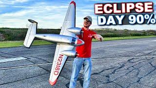 Giant RC Airplane Flying on Eclipse Day - E-Flite Beechcraft