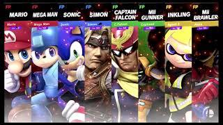 Super Smash Bros Ultimate Amiibo Fights  – Request #18159 M vs S vs C vs A