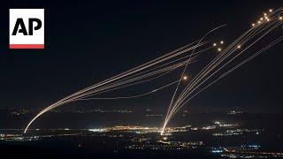 Israel's Iron Dome air defense system intercepts an attack from Lebanon