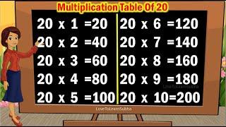 Table of 20|Learn Multiplication Table of 20|20 Table/Maths Tables/Multiplication Tables/Maths Table