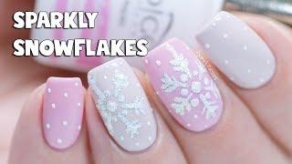 EASY GEL NAILS - SPARKLY SNOWFLAKE NAIL ART with Gel Polish