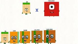 Numberblocks 24 Times Table stage 1 to 4 and generate up to 240 000 000