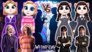 Wednesday & ENID two against two My talking Angela 2  Cosplay makeover