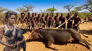 Capturing A GIANT Bush PIG With The Hadzabe Tribe Bushmen | The Ultimate Test Of Survival